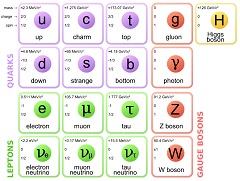 Particles of the Standard Model, organized by type.